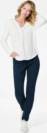 Blusenshirt mit Chiffon-Einsatz - cremeweiß - Gr. 46 von Goldner Fashion