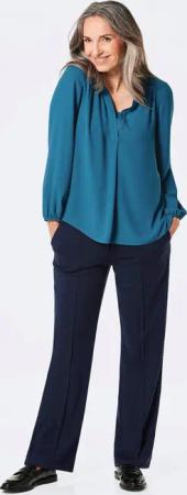 Bluse mit Tunika Ausschnitt - blau - Gr. 40 von Goldner Fashion