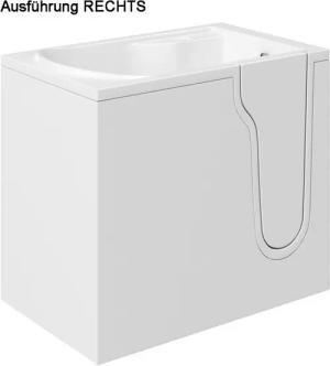 HAK Badewanne FREEDOM, Sitzbadewanne mit Tür, 106x66 cm, rechts