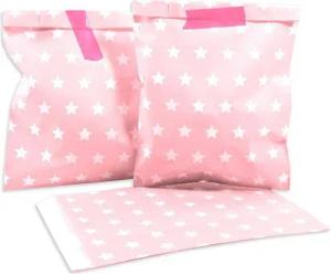Frau WUNDERVoll Papierdekoration 25 Papiertüten - rosa, weiße Sterne