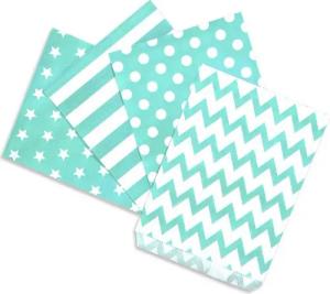 Frau WUNDERVoll Papierdekoration 100 Papiertüten Mix türkis, 4 x 25 Stück Geschenktüten, Candy bag