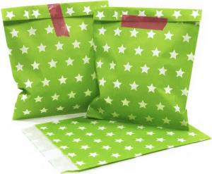 Frau WUNDERVoll Papierdekoration 50 Papiertüten - maigrün, weiße Sterne