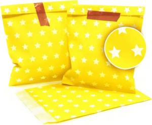 Frau WUNDERVoll Papierdekoration 50 Papiertüten - gelb, weiße Sterne