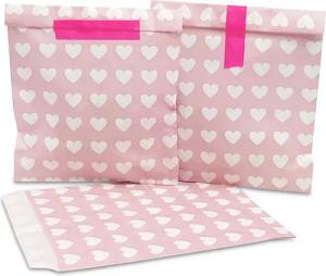 Frau WUNDERVoll Papierdekoration 50 Papiertüten - rosa, weiße Herzen