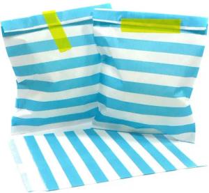 Frau WUNDERVoll Papierdekoration 50 Papiertüten - beachblaue Streifen