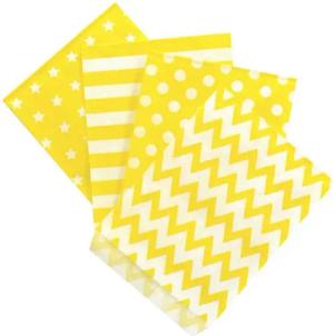 Frau WUNDERVoll Papierdekoration 100 Papiertüten Design Mix gelb - 4 Designs, je 25 Papiertüten