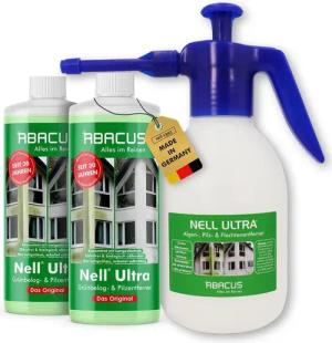 ABACUS Nell Ultra Algenentferner, Grünbelagentferner mit 1,8L Sprühflasche Grünbelagentferner (Bekannt aus QVC, [3-St. Ergiebiges Konzentrat Selbsttätig mit Langzeitschutz)