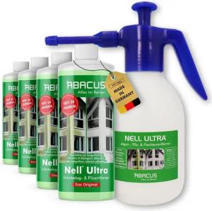 ABACUS Nell Ultra Algenentferner, Grünbelagentferner mit 1,8L Sprühflasche Grünbelagentferner (Bekannt aus QVC, [5-St. Ergiebiges Konzentrat Selbsttätig mit Langzeitschutz)