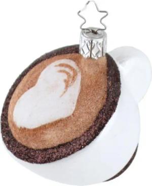 INGE-GLAS® Christbaumschmuck INGE-GLAS Weihnachts-Hänger Cappuccino mit Herz (1-tlg)