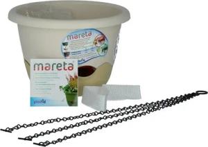 PLASTIA Blumentopf Mareta 25 elfenbein / weiß mit Erdbewässerung
