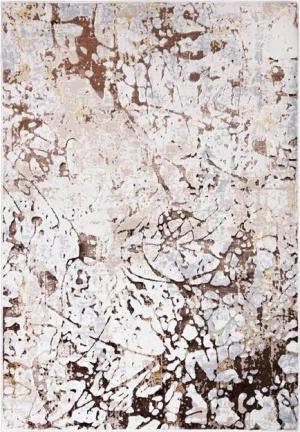 Mazovia Designteppich Modern Teppich für Wohnzimmer - Beige Creme mit Gold, 80 x 150 cm