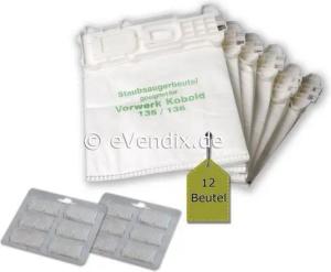 eVendix Staubsaugerbeutel passend für Vorwerk Kobold VK 135 / 136, passend für Vorwerk, 1 St., Vorwerk Kobold VK 135, 136