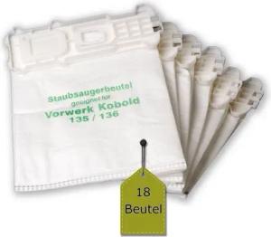 eVendix Staubsaugerbeutel passend für Vorwerk Kobold 135, 136 - 5-lagig, passend für Vorwerk, 18 St., Vorwerk Kobold VK 135, 136