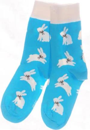 Martinex Socken 1 Paar Socken lustige Strümpfe Damen Herren Kinder 35 36 37 38 39 40 41 42 43 44 45 46, in Türkis mit Hasen
