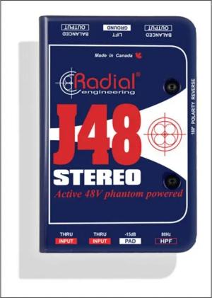 Radial Audio-Wandler, (J-48 Stereo DI active phantom powered 48V, Studio Hardware, DI-Boxen), J-48 Stereo DI active phantom powered 48V - DI Box