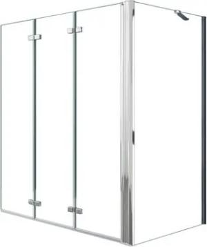 AICA Badewannenfaltwand 3-teilig Nano-Glas Duschwannenaufsatz 130*140cm Duschtrennung, Einscheibensicherheitsglas, mit Antikalk-Versiegelung