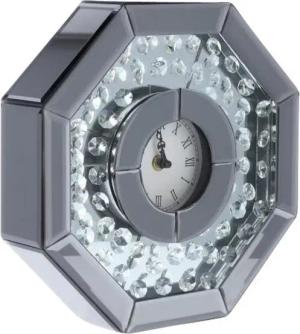 Online-Fuchs Tischuhr moderne Standuhr aus Spiegelglas mit Kristalldiamanten bestückt - Römisches Ziffernblatt - 26 cm groß - Wohnzimmer
