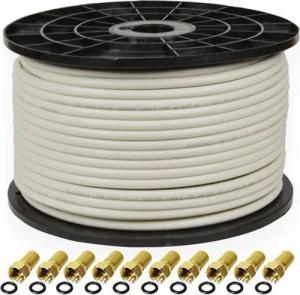 PremiumX 100m Sat Koaxial Kabel 135dB 5-fach Kupfer-Stahl 10x F-Stecker SAT-Kabel