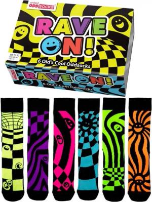 United Oddsocks Freizeitsocken Rave on Oddsocks Socken Rave Outfit Techno Strumpf in 38-44 im 6er Set