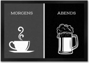 speecheese Fußmatte Morgens Kaffee abends Bier Fußmatte Alkohol Getränk Morgen Abend
