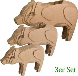 Kingpower Dekofigur 3er Set Deko Schwein Dekoschwein Glücksschwein Weinflaschenhalter