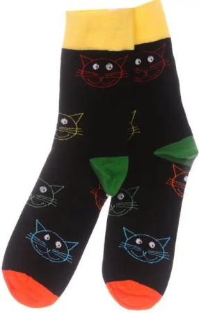 Martinex Socken 1 Paar Socken Strümpfe Damen Herren Kinder mit Katzen elastisch, weich, 37 38 39 40 41 42 43 44 45 46