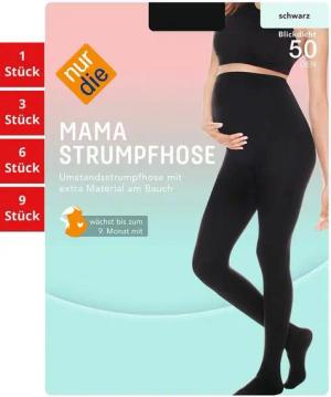 Nur Die Feinstrumpfhose Mama 50 DEN Damen (1er/3er/6er/9er Pack 6 St) nylon blickdicht schwangerschaft umstandsmode Fein-strumpfhose frauen