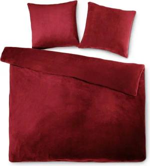 aqua-textil Bettwäsche Feelwell Bettgarnitur Thermo Fleece Flausch 200x220cm bordeaux, Coral-Fleece, Mikrofaser, 3 teilig