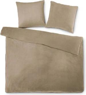 aqua-textil Bettwäsche Feelwell Bettgarnitur Thermo Fleece Flausch 200x200cm taupe, Coral-Fleece, Mikrofaser, 3 teilig