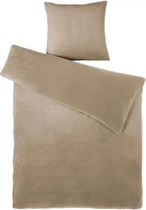 aqua-textil Bettwäsche Feelwell Bettgarnitur Thermo Fleece Flausch 155x220cm taupe, Coral-Fleece, Mikrofaser, 2 teilig