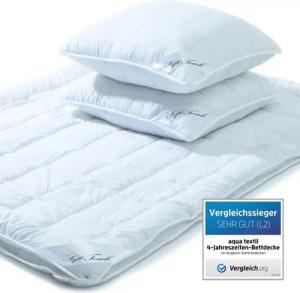 aqua-textil Bettdecke, Kopfkissen + Topper Soft Touch Mikrofaser 4 Jahr. Steppdecke Set 1x225x220cm + 2x80x80cm