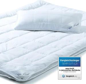aqua-textil Bettdecke, Kopfkissen + Topper Soft Touch Mikrofaser Kissen Set 2x40x80cm + 4 Jahr. Decke 1x240x260cm