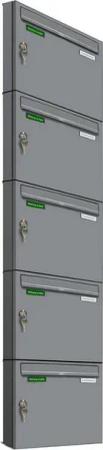AL Briefkastensysteme Wandbriefkasten 5 Fach Basic Briefkasten A4 RAL Farbe 9006 Weiss Aluminium wetterfest