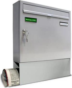 AL Briefkastensysteme Wandbriefkasten 1 Fach Basic Briefkasten A4 RAL Farbe 9006 Weiss Aluminium wetterfest