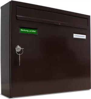 AL Briefkastensysteme Wandbriefkasten 1 Fach Basic Briefkasten A4 in RAL 8017 Schokoladen Braun wetterfest