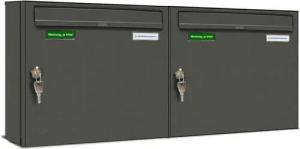 AL Briefkastensysteme Wandbriefkasten 2 Fach Basic Briefkasten A4 DB Farbe 703 Eisenglimmer Grau wetterfest