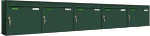 AL Briefkastensysteme Wandbriefkasten 5 Fach Basic Briefkasten A4 in RAL Farbe 6005 Moos Grün wetterfest