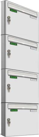 AL Briefkastensysteme Wandbriefkasten 4 Fach Basic Briefkasten A4 RAL Farbe 9016 Verkehrs Weiss wetterfest