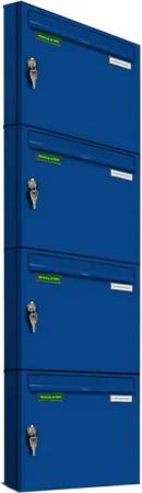 AL Briefkastensysteme Wandbriefkasten 4 Fach Basic Briefkasten A4 in RAL Farbe 5010 Enzian Blau wetterfest