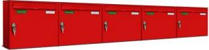 AL Briefkastensysteme Wandbriefkasten 5 Fach Basic Briefkasten A4 in RAL Farbe 3000 Feuer Rot wetterfest