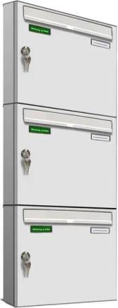 AL Briefkastensysteme Wandbriefkasten 3 Fach Basic Briefkasten A4 RAL Farbe 9016 Verkehrs Weiss wetterfest