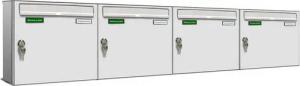 AL Briefkastensysteme Wandbriefkasten 4 Fach Basic Briefkasten A4 RAL Farbe 9016 Verkehrs Weiss wetterfest