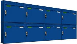AL Briefkastensysteme Wandbriefkasten 8 Fach Basic Briefkasten A4 in RAL Farbe 5010 Enzian Blau wetterfest