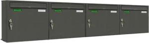 AL Briefkastensysteme Wandbriefkasten 4 Fach Basic Briefkasten A4 DB Farbe 703 Eisenglimmer Grau wetterfest