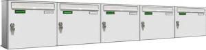 AL Briefkastensysteme Wandbriefkasten 5 Fach Basic Briefkasten A4 RAL Farbe 9016 Verkehrs Weiss wetterfest