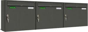 AL Briefkastensysteme Wandbriefkasten 3 Fach Basic Briefkasten A4 DB Farbe 703 Eisenglimmer Grau wetterfest