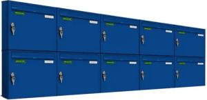 AL Briefkastensysteme Wandbriefkasten 10 Fach Basic Briefkasten A4 in RAL Farbe 5010 Enzian Blau wetterfest