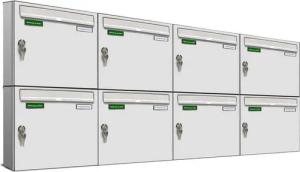 AL Briefkastensysteme Wandbriefkasten 8 Fach Basic Briefkasten A4 RAL Farbe 9016 Verkehrs Weiss wetterfest
