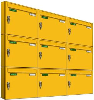 AL Briefkastensysteme Wandbriefkasten 9 Fach Basic Briefkasten A4 in RAL Farbe Signal Gelb wetterfest