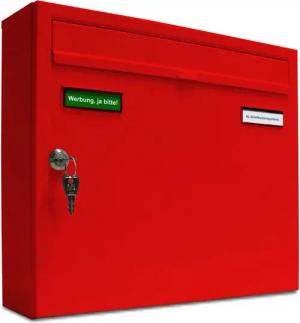 AL Briefkastensysteme Wandbriefkasten 1 Fach Basic Briefkasten A4 in RAL Farbe 3000 Feuer Rot wetterfest